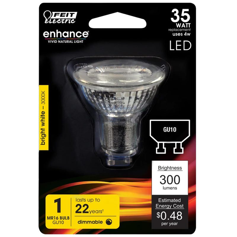 Feit Electric MR16 GU10 LED Bulbs, 50W Equivalent, Dimmable, 3000k Bright White, Spotlight Track Lighting Bulbs, Enhance Mini Split Reflector, BPMR16IFGU500930CA/6, 6 Count (Pack of 1) 6 Count (Pack of 1) 3000k (Warm White)
