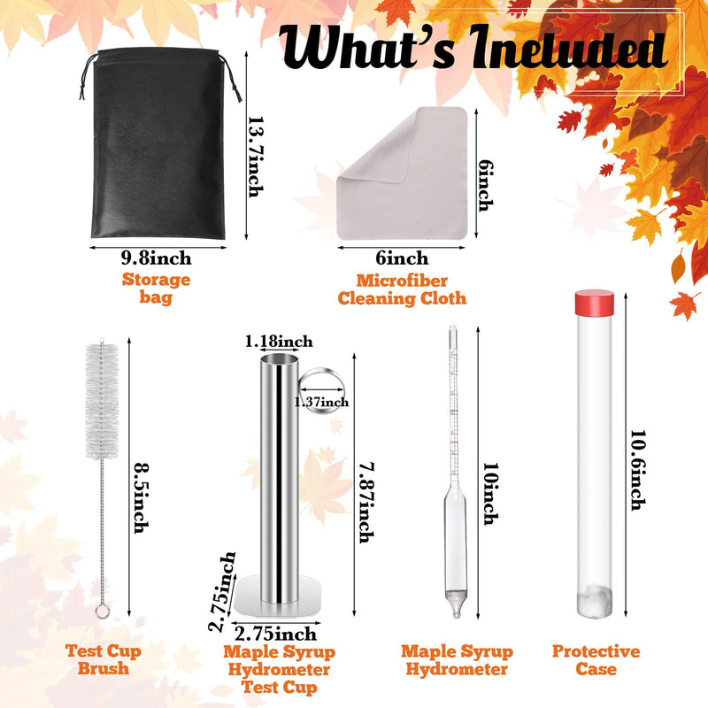 [Australia - AusPower] - 6pcs Maple Syrup Hydrometer Kit,Maple Syrup Density Kit,Stainless Steel Maple Syrup Hydrometer Test Cup Kit,Maple Syrup Supplies for Measuring Sugar Content in Syrup Sap 
