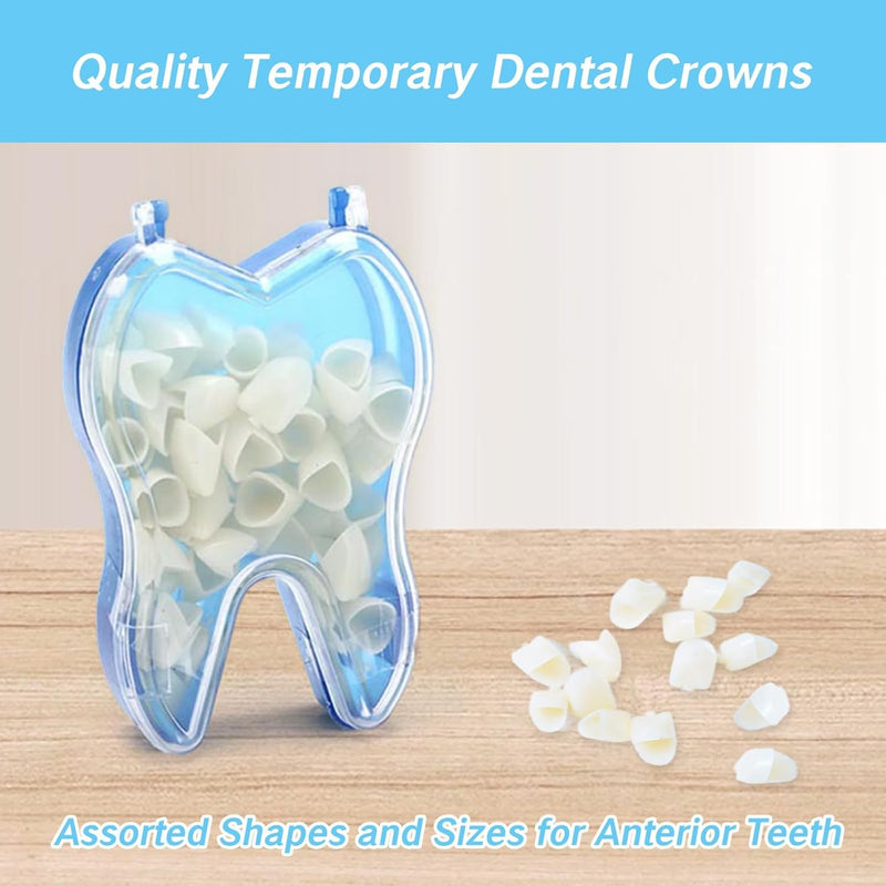 [Australia - AusPower] - 100 Pcs Tooth Caps for Broken Tooth Mixed Sizes Dental Temporary Crown Kit Front Cap Covers for Adults Dental Crowns Temporary Teeth 