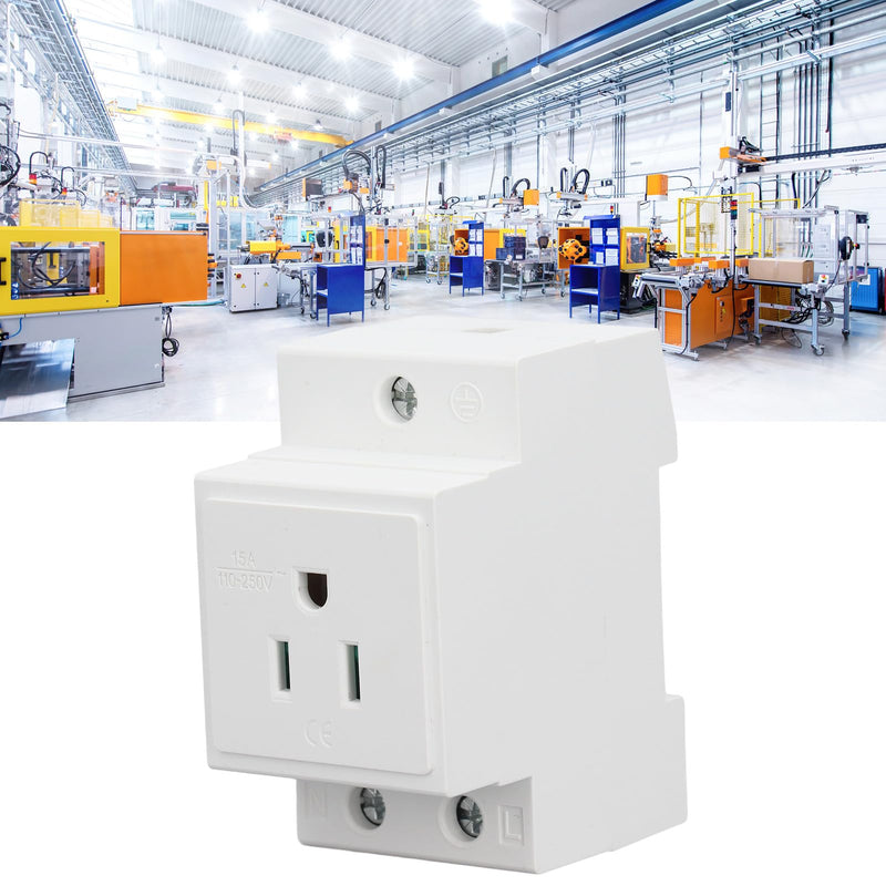 [Australia - AusPower] - Ejoyous Din Rail Outlet, DIN Rail Socket Built in Protective Con tact Earthing Con tact Outlet for Distribution Panel (US AC110‑250V 15A) US AC110‑250V 15A 