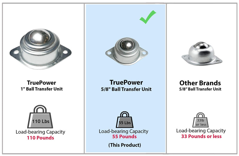 [Australia - AusPower] - TruePower 10-9111 6Pk 5/8" Roller Ball Transfer Bearings, 330 Lbs Total Load Capacity, Set of 6 6 pack 