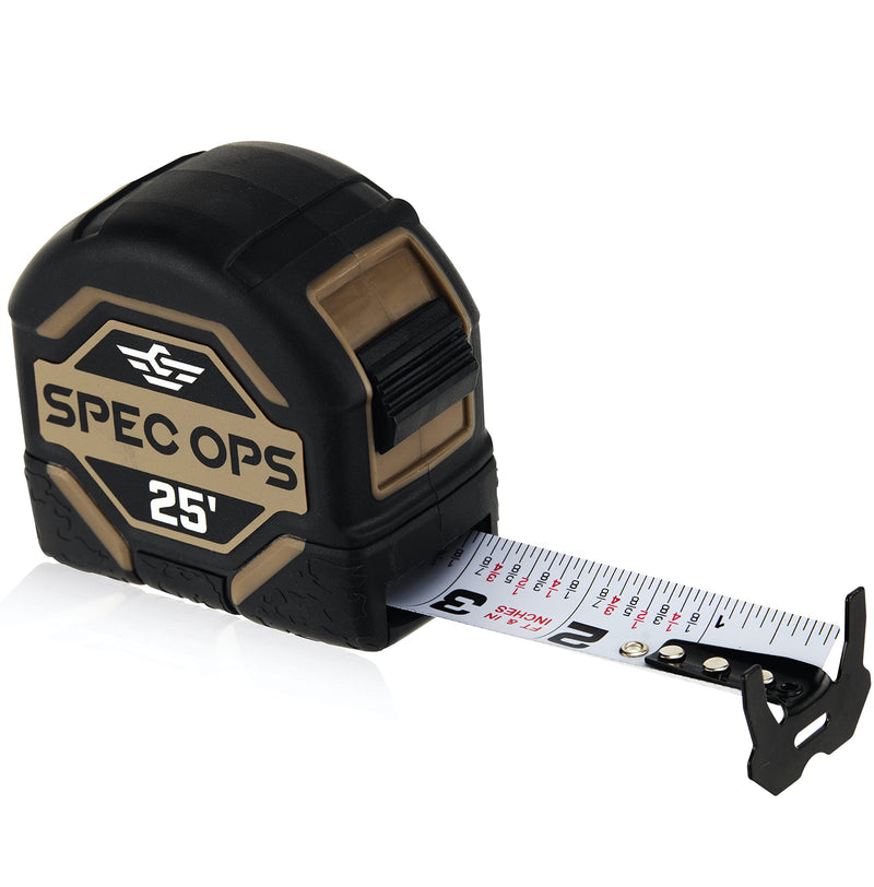 [Australia - AusPower] - Spec Ops Tools 25-Foot Tape Measure, 1 1/4" Double-Sided Blade & Tools Nailing Hammer, 20 oz, Rip Claw, Smooth Face, Shock-Absorbing Grip, 3% Donated to Veterans 