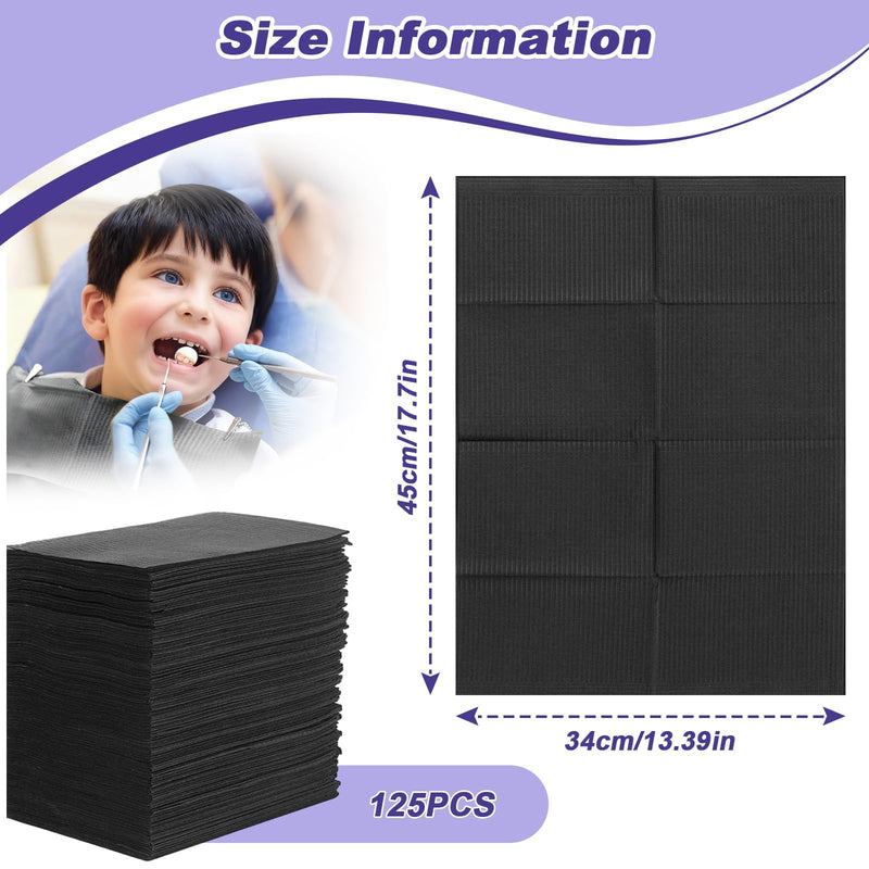 125 x Disposable Dental Bibs, 34 x 45 cm Dental Sheet Tattoo Underlay, 3-Layer Waterproof Protection Paper Tablecloth Accessories for Tattoo Applications, Nail Salon, Eyelash Technique, Tattoo