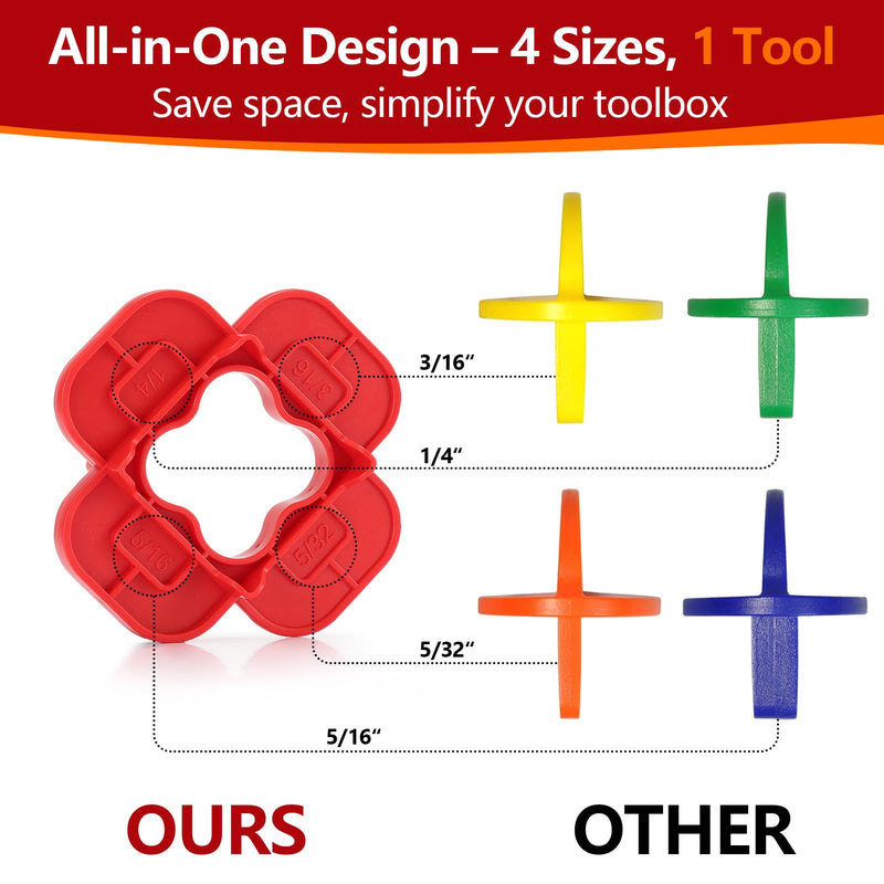 [Australia - AusPower] - 6 Packs 4-in-1 Multi-Size Deck Spacer Tool (5/32", 3/16", 1/4", 5/16") for Composite, PVC, Hardwood & Pressure Treated Decking Board - Red & Blue Options, Easy-to-Use Deck Board Gap Tool 6 