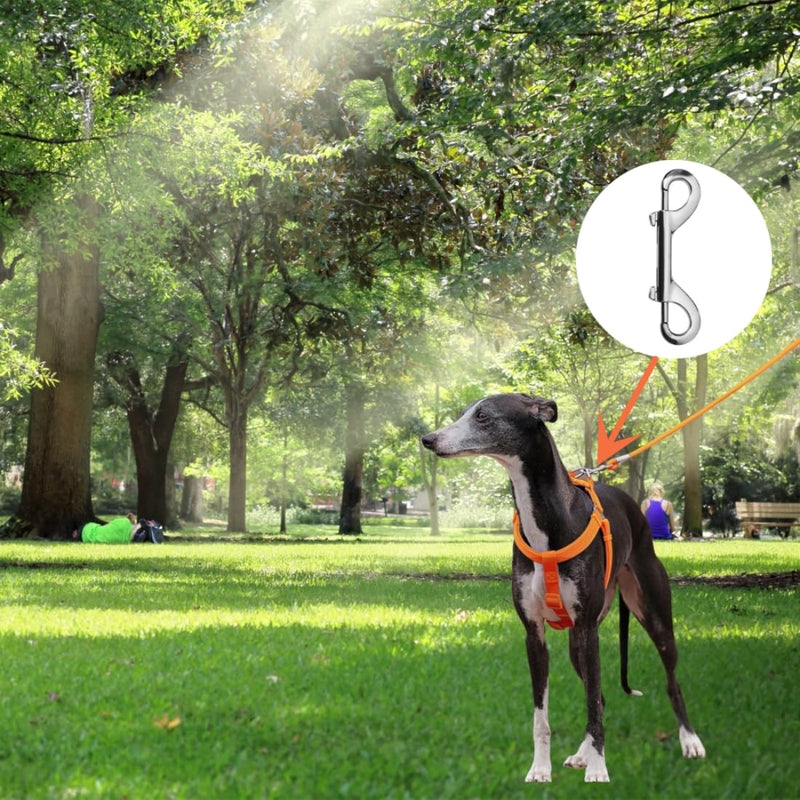[Australia - AusPower] - 2 PCS Double Ended Snaps, 4 Inch Zinc Alloy Trigger Metal Clip, Silver Double Ended Snap Hooks for Pet Dog Leash, Key Holder, Carabiner, Home, Farm. 