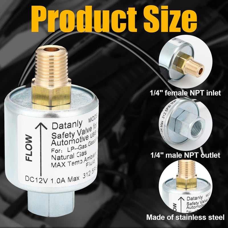 [Australia - AusPower] - 12 Volt Solenoid Valve LPG Propane 1/4"NPT 12V 180 Degree Lock off Liquid Vapor Gas Stainless Steel Regulator Adaptor for Water Air Gas Diesel (External Thread) External Thread 