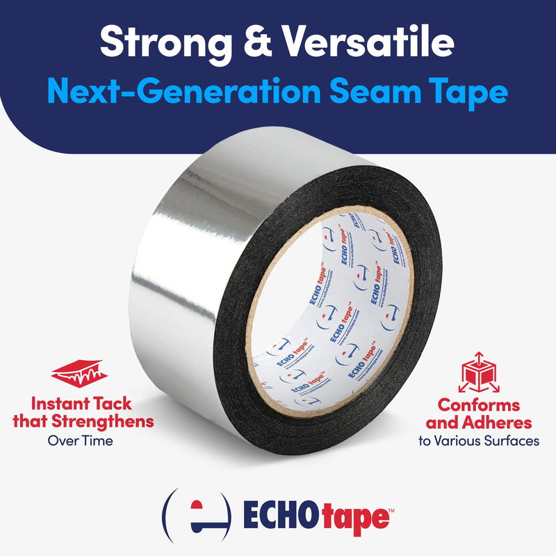 ECHOtape PE-M4535 | All Weather Construction Seam Tape | Indoor-Outdoor Construction Tape | UV Resistant | House Wrap Seaming Tape | Vapor Barrier Tape | Silver | 2.83 in x 54.6 yds 2.83 in x 54.6 yd / 72mm x 50m