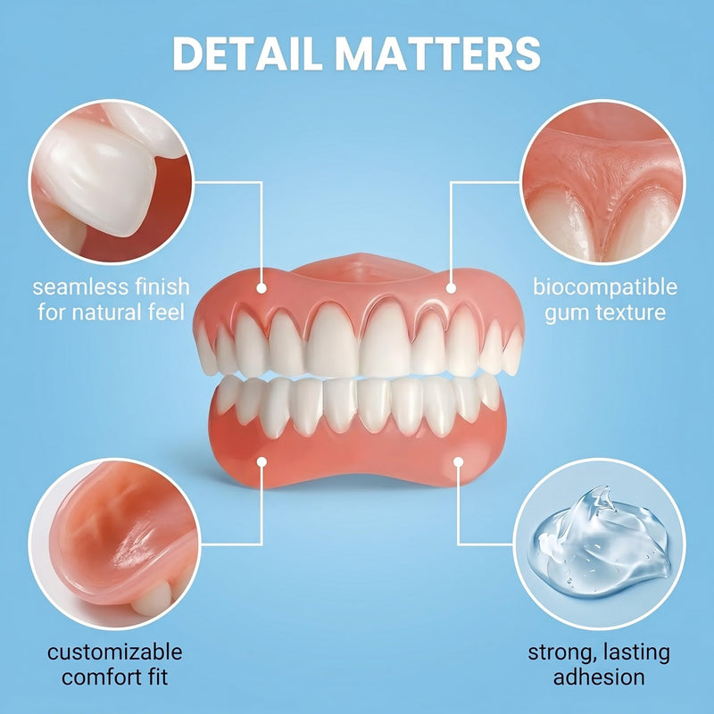 Pack of 2 Dentures, Dentures, Includes Upper and Lower Teeth, Comfortable Adjustment, Removable, Repeat Use for Women and Men