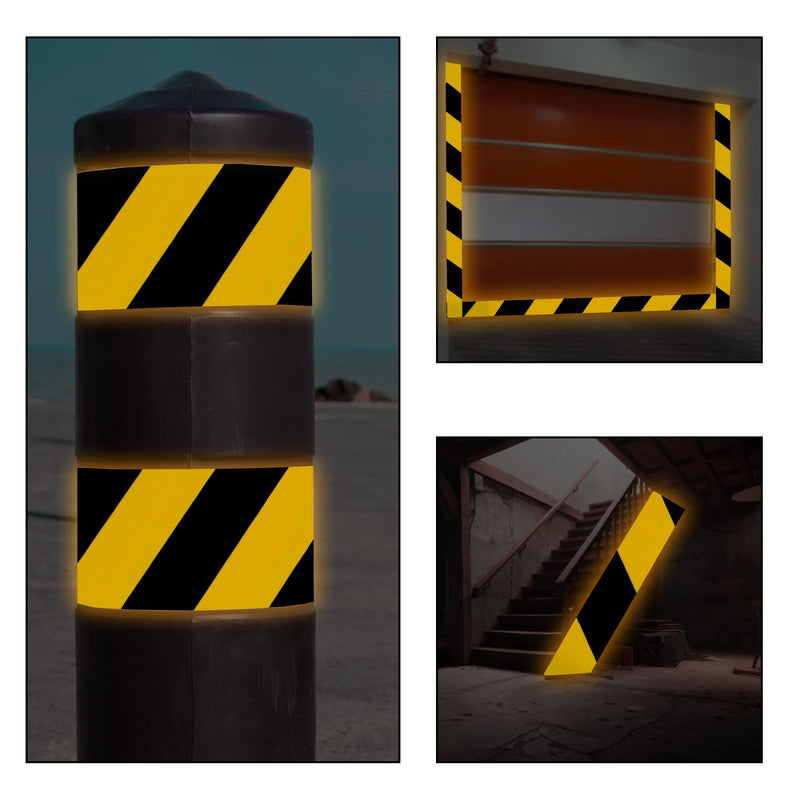 SWRT 2 Inch X 30 FT Reflective Tape Outdoor Waterproof Black & Yellow Reflective Tape Strong Adhesive Caution Hazard Warning Tape Reflector Conspicuity Tape for Trailer Sign