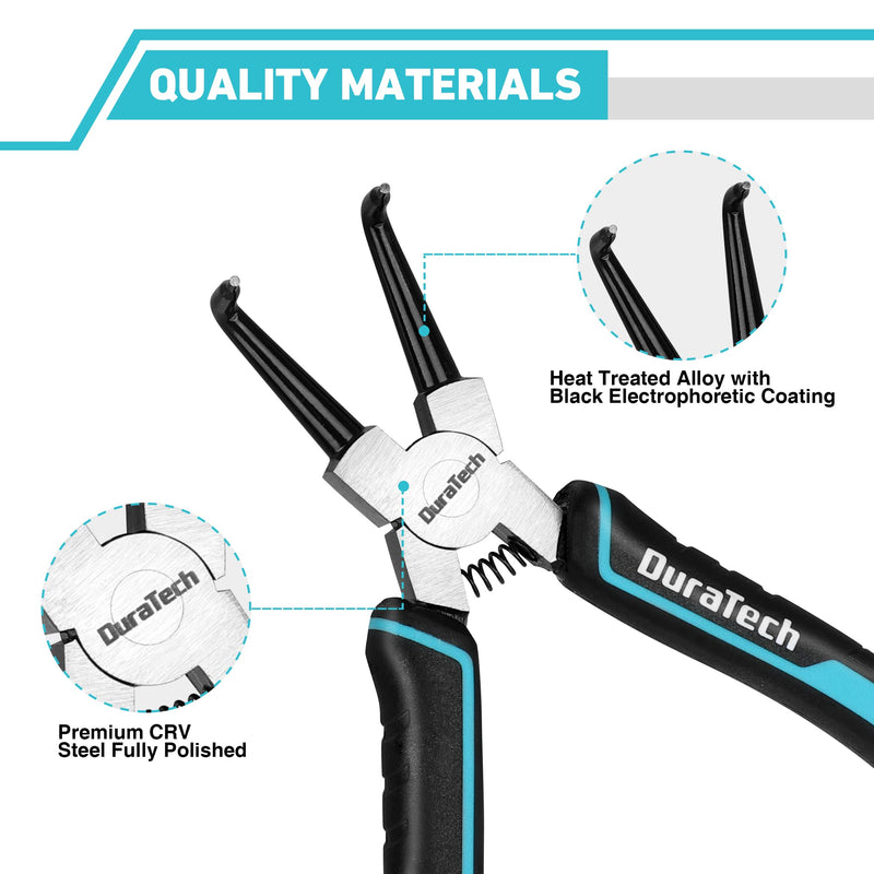 [Australia - AusPower] - DURATECH Magnetic Tape Measure 25FT with DuraTech 4 PCS Snap Ring Pliers Set, Retractable Measuring Tape, Easy to Read Both Side Measurement Tape, 7 Inch Heavy Duty Internal & External Circlip Pliers 