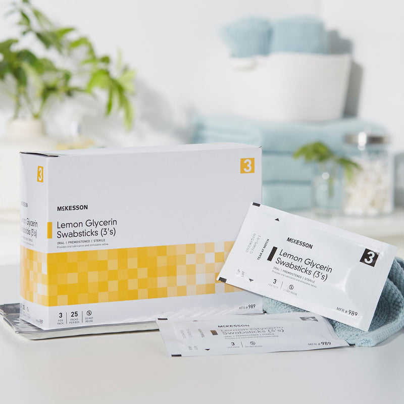 [Australia - AusPower] - McKesson Lemon Glycerin Swabsticks, Sterile, Oral Swab Stick, 25 Count, 1 Pack (25 ct) 