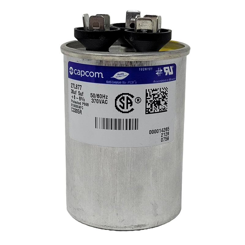 [Australia - AusPower] - GE Genteq Replacement for Capacitor 30/5 uf 370 volt 97F9833, 370V, 30/5 MFD, Dual Run, Round Capacitor 