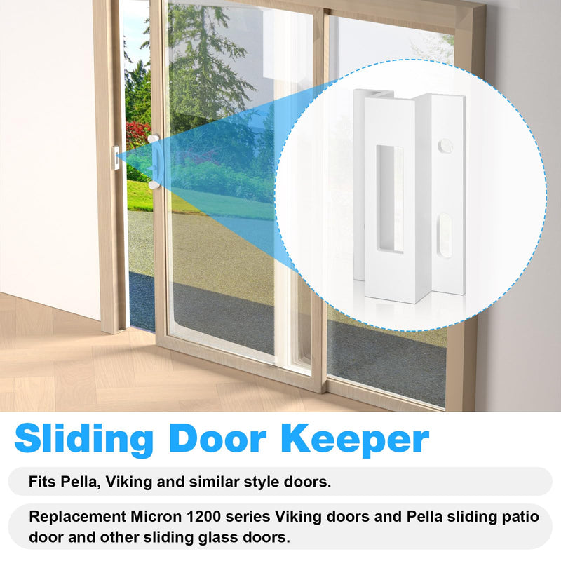 Patio Sliding Door Keeper／Hook Style Latch／E 2124 Latch Lock Replacement Pella,Micron 1200 Series,Viking Doors and Other Sliding Glass Doors,Extruded Aluminum (White) (2 Pack) 2 Pack