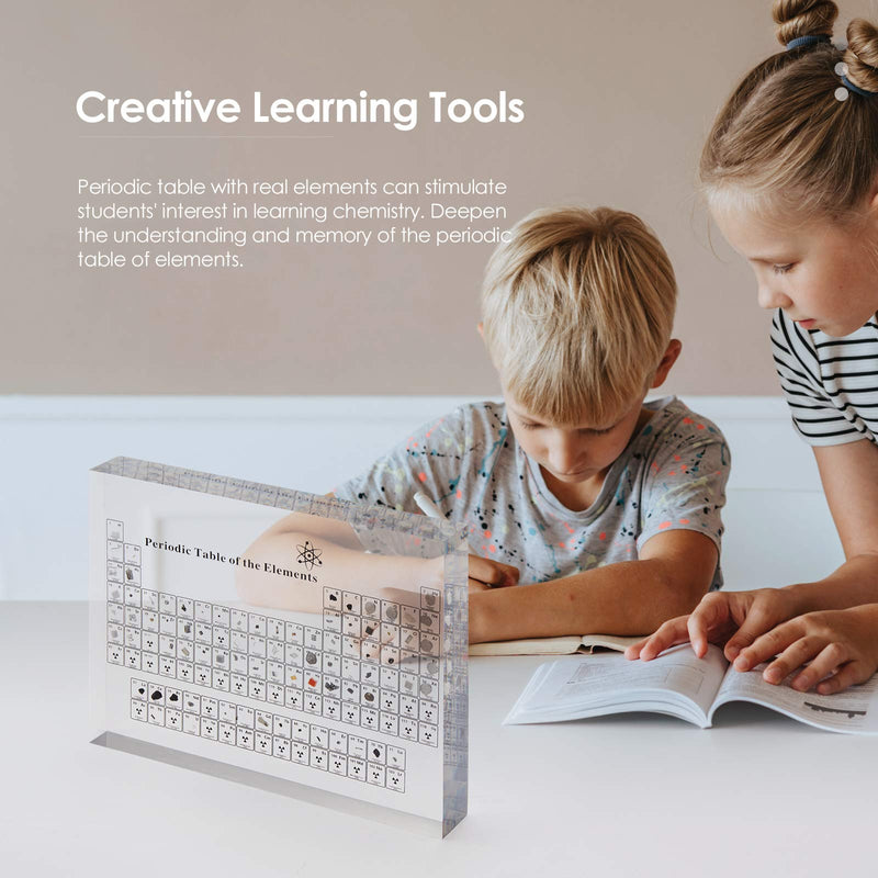 [Australia - AusPower] - Periodic Table with Real Elements Inside, Acrylic Periodic Table Display with 83 Real Elements Samples, Craft, Teaching Tool, Gift for Kid, Students, Teacher, Science Lovers, 6*4.5*0.8 inch 6.00" x 4.50" 