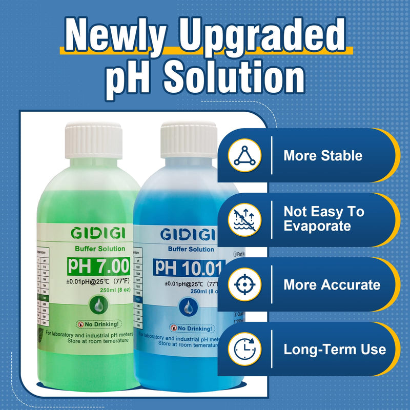 [Australia - AusPower] - pH Meter Food Digital Electronic pH Tester for Fermentation 3 * 50ml pH Buffer Calibration Solution Kits Hot Sauce Food Tester Probe for Cheese Sourdough pH Temperature pH Test Strips for Acidity 