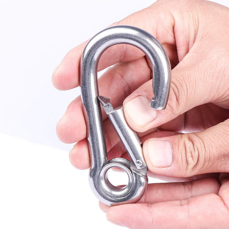 [Australia - AusPower] - 4pcs 5/16'' Stainless Steel Snap Hook M8 Carabiner Clip with Eyelet, 400lb Load, 3 Inch Length 5/16'' 