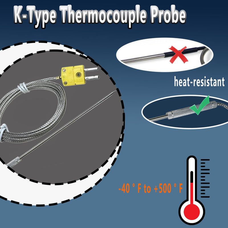 [Australia - AusPower] - 50360-K Type K Furnace Thermocouple Probe Compatible with Cooper-Atkins K Thermocouple Probes, Temperature Range: -40°F to +1100°F, 55-inch Cable 