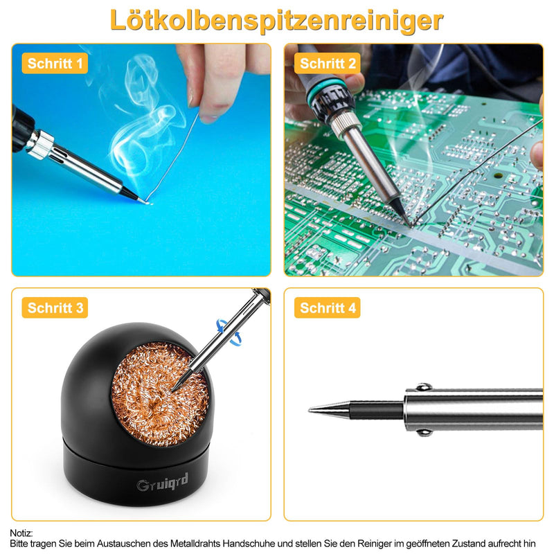 [Australia - AusPower] - Soldering Tip Cleaner, Soldering Tip Cleaning Wire, Soldering Iron Cleaner and Holder Kit Made of Soft Wound Brass Tip Cleaner 