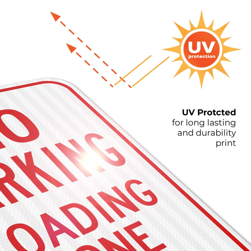 No Parking Loading Zone Bidirectional Arrow Sign, 12x18 Inches, 3M EGP Reflective .063 Aluminum, Fade Resistant, Made in USA 12x18 Reflective