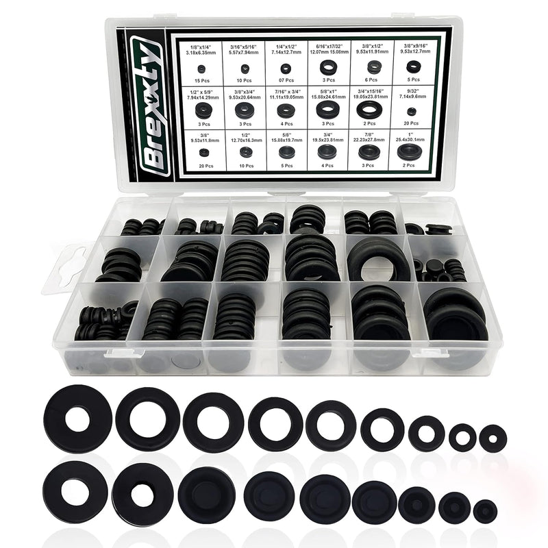 [Australia - AusPower] - 2 in 1 Rubber Grommets for Wiring 18 Different Sizes (125 Pcs) & Nuts and Bolts Assortment Kit 24 Sizes Machine Screws, Nuts & Washers (900pcs) 