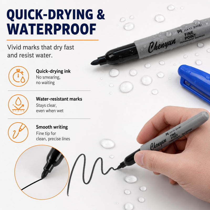 6-Piece Tattoo Felt Pen Set, Surgical Skin Marker with Fine Tip, Water-based Non-Toxic Ink, Precise Positioning for Tattoo Preliminaries, Makeup Designs and Contours