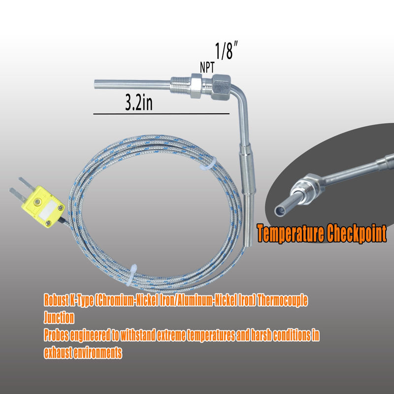 [Australia - AusPower] - K Type Exhaust Temperature Thermocouple EGT Thermocouple Probe Cable Length: 76 in K-Type thermocouple Temperature Range: -50°F to 2000°F 