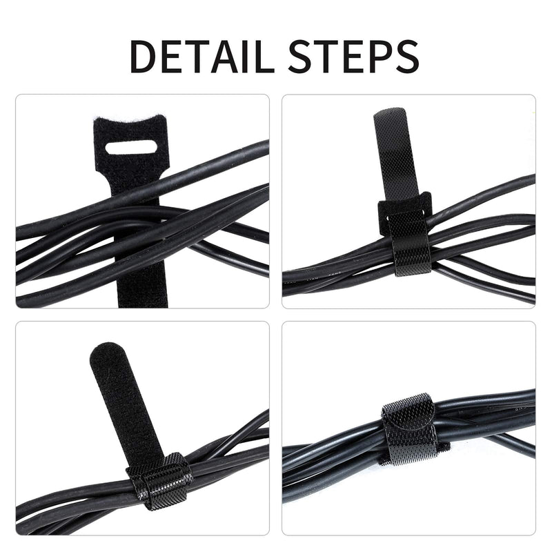 [Australia - AusPower] - Reusable Fastening Cable Ties 6 in Cable Management Ties 100 pcs Cable Straps Wire Ties Adjustable Cord Organizer for Home Office Data Centers Electronics PC TV Black 