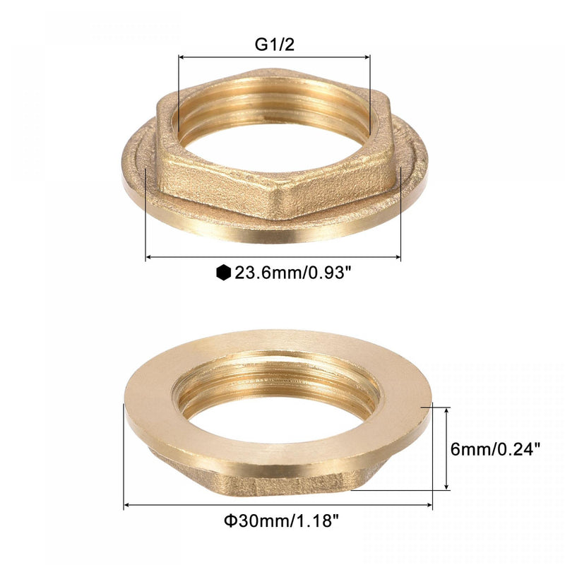 [Australia - AusPower] - uxcell G1/2 Lock Nut with Flange, Hex Brass Female Locknut for Plumbing 2pcs 