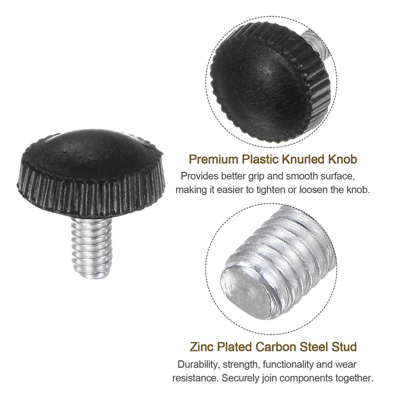 [Australia - AusPower] - uxcell 50pcs M4 x 7mm Male Thread Knurled Knobs, Thumb Screw Clamping Knobs Grip Plastic Handle Hand Knobs with Threaded Stud, Black 