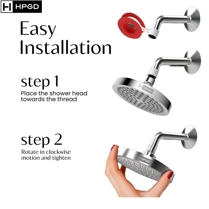 Shower Head - High Pressure Rain, 6-Inch Round, Luxury Nickel Finish, Universal Shower Head Replacement, Premium Quality Anti-Clogging Nozzles, Tool-Free Minute Installation (Brushed Nickel) Brushed Nickel
