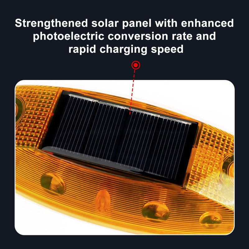Aolyty Solar Strobe Warning Light Outdoor, Bright Solar Safety Flashing Light 4 Pack Road Signs IP54 Waterproof for Construction Site, Traffic, Dock, Marine, Stop Sign (Yellow) Yellow