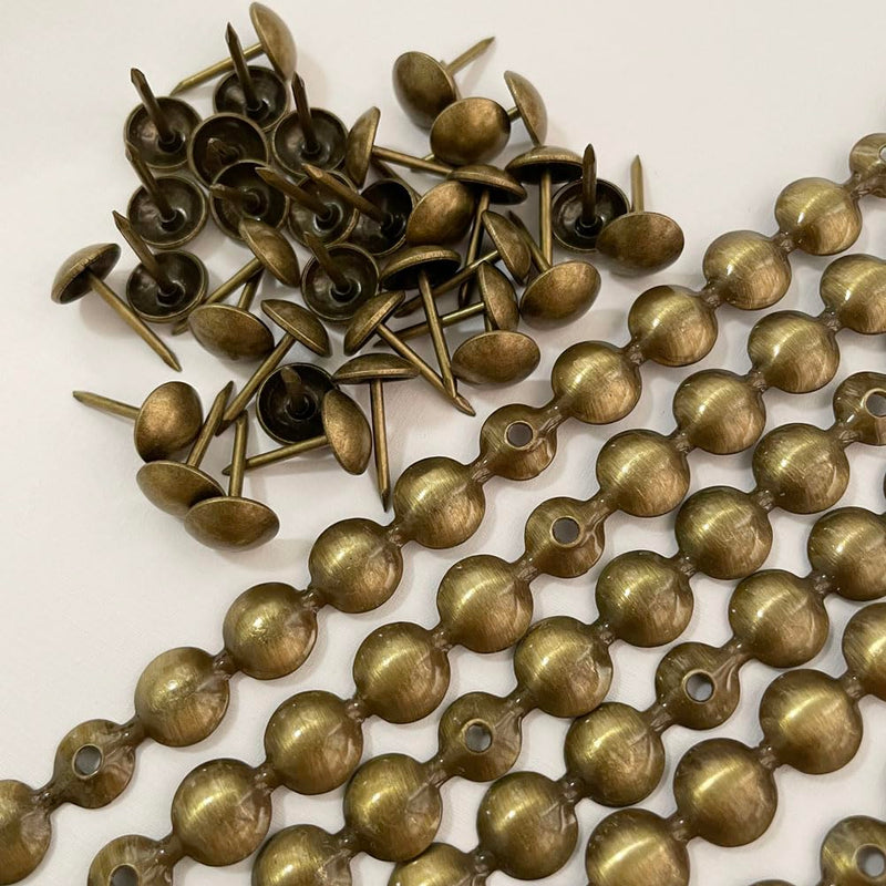 [Australia - AusPower] - Let's Decorate 10 Meters D9.5mm Brass Plated Decorative Nail Strips/Nailhead Trims,Upholstery Sofa Tacks,Loosing Tacks Matched (B:9.5mm Brass) 9.5mm B:9.5mm brass 