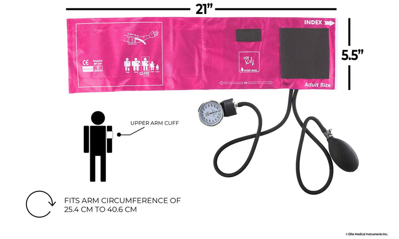 [Australia - AusPower] - EMI Professional Deluxe Aneroid Sphygmomanometer and Sprague Rappaport Stethoscope Set Kit #330 (Pink) Pink 
