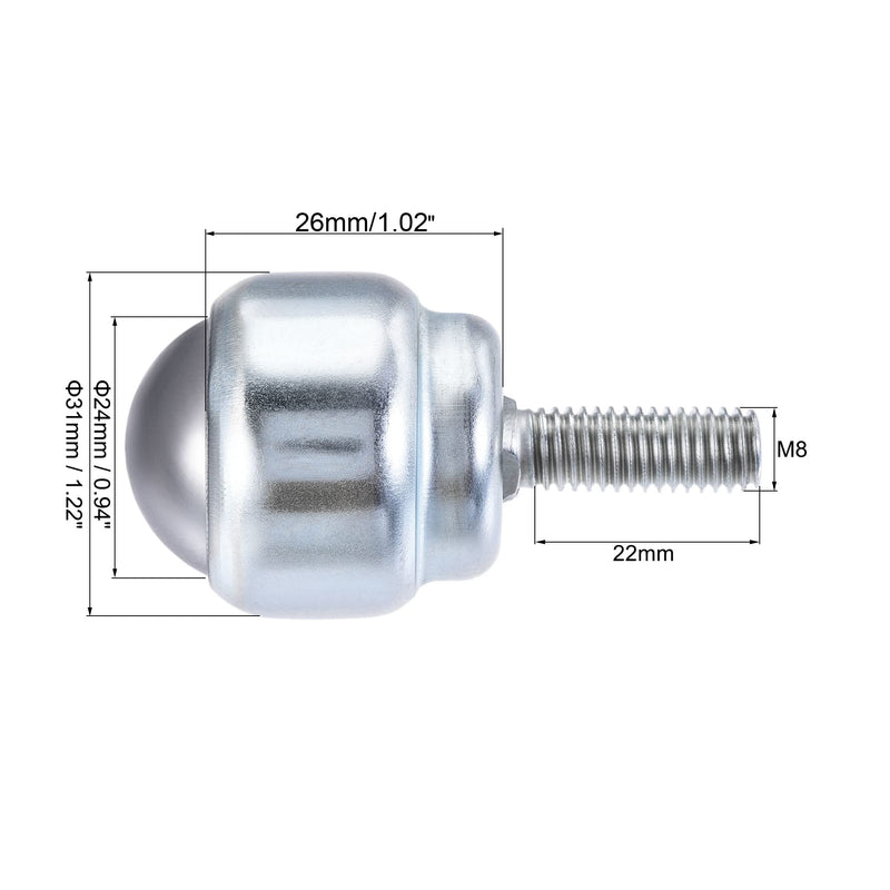 [Australia - AusPower] - uxcell Ball Transfer Bearing Unit 24mm 66Lbs Carbon Steel Bolt-Fixing Type for Transmission Pack of 4 