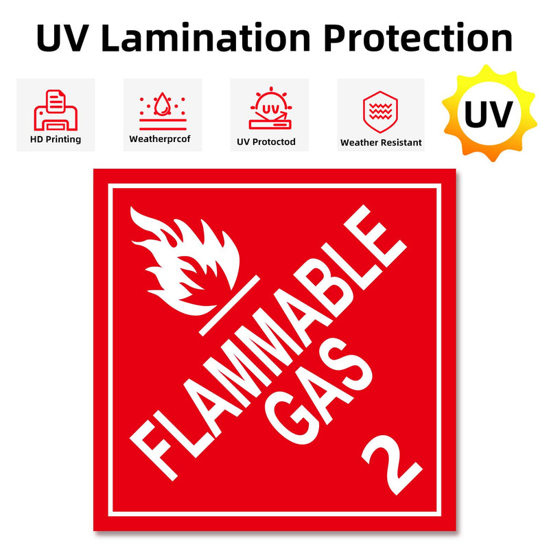 Flammable Gas Placard, Division 2.1, 27 Pack - 10.75" x 10.75"Removable Self-Adhesive Vinyl, DOT Compliant for Short-Term Hazmat Shipping
