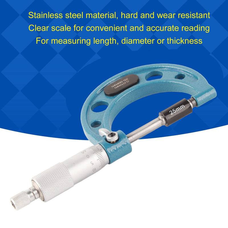 [Australia - AusPower] - Micrometer Gauge, External Micrometer 0.01 mm with Wrench. Thickness Micrometer Stainless Steel, External Micrometer (25-50mm) 25-50mm 