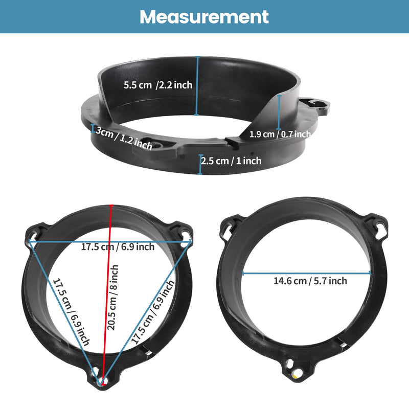 [Australia - AusPower] - RED WOLF 6.5 Inch Door Speaker Adapter Spacer Ring Speaker Wire Harness Connector Compatible with Toyota 1998-2015, Scion 2004-2014 Aftermarket Speaker Adapter Bracket Wiring Cable Plug Install Speaker Adapter w/Wiring Harness 