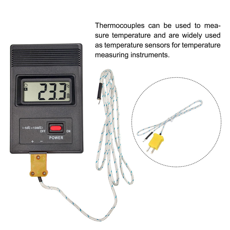 [Australia - AusPower] - MECCANIXITY K Type Thermocouple Mini Connector Temperature Sensor Probes Fiberglass 33ft -50 to 400°C(-58 to 752°F) 