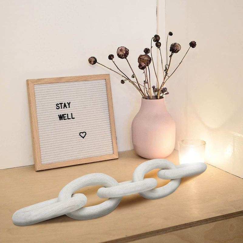 [Australia - AusPower] - Decorative Wood Link Chain Wooden Chain Decor 5 Link Decoration for Family Party Home Office Decoration Supplies(White) White 