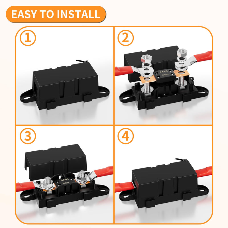 [Australia - AusPower] - Joinfworld 60A MEGA Fuse, High Current Bolt Mount Automotive 60 Amp MEGA/AMG Fuse for Cars, Trucks, Construction Vehicles, Buses, Boats - 3Pcs 