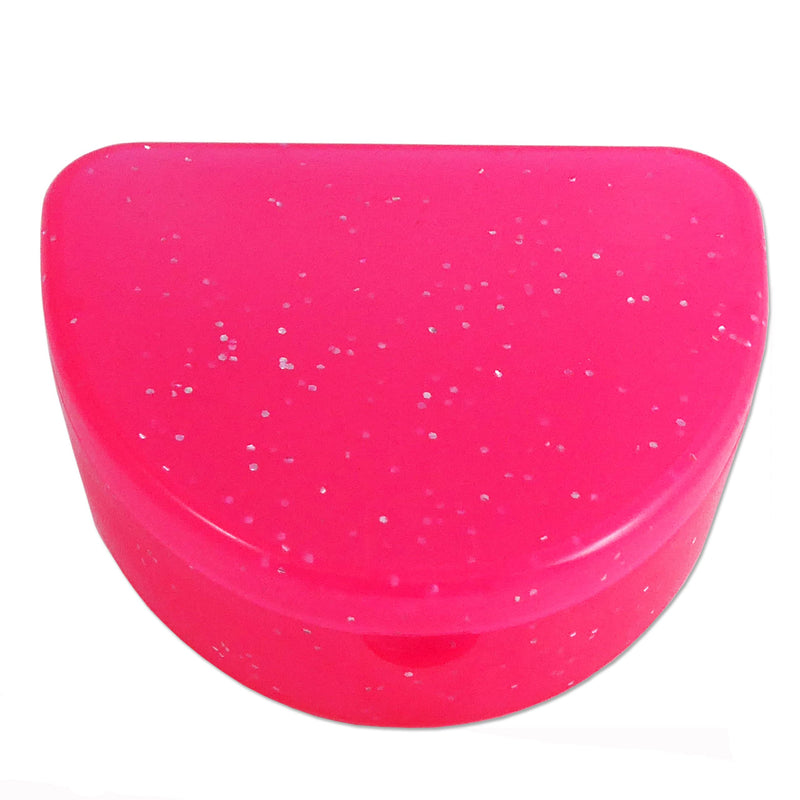 2 x Slim Orthodontic Case - Box for Braces, Whitening Splints, Dentures & More (Glitter Pink & Glitter Purple)