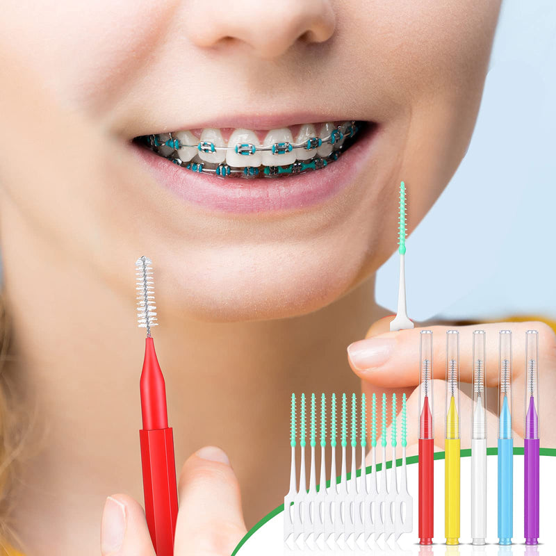 [Australia - AusPower] - Zopeal 250 Pcs Interdental Brush for Braces Disposable Braces Flossers Dental Picks Floss Toothpick Dental Teeth Flossing Head Oral Hygiene Flosser Toothpick Soft Cleaning Tool (Stylish Color) Stylish Color 