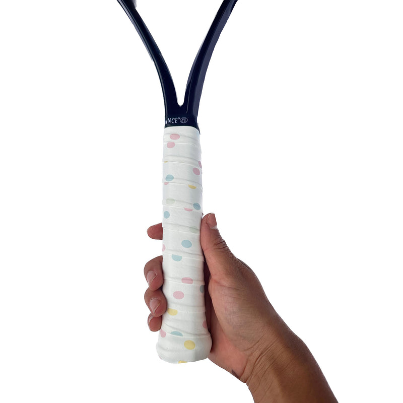 Tennis Racket Grip Tape - Customizable and Tac Moisture Feel Tennis Grips - Anti Slip Tennis Overgrip for Tennis Racket 3 Polka Dot