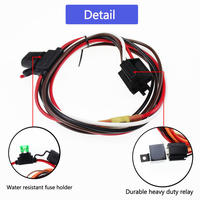 Dual Electric Fan Relay Kit, 40A Radiator Engine Cooling Fan Relay Temperature Sensor Switch 185 On 175 Off 4 Pin Waterproof Wiring Relay Kit for Car (Set of 2)