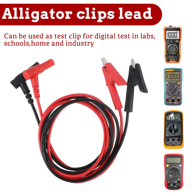 [Australia - AusPower] - 2 Pcs Multimeter Test Leads Banana Plug to Alligator Clip Cable 100cm/3.28ft 4mm 1000V Max Voltage Banana Plug for Electrical Test Jumper Wire Crocodile Clips Copper Soft Flexible Cable Wire Set 