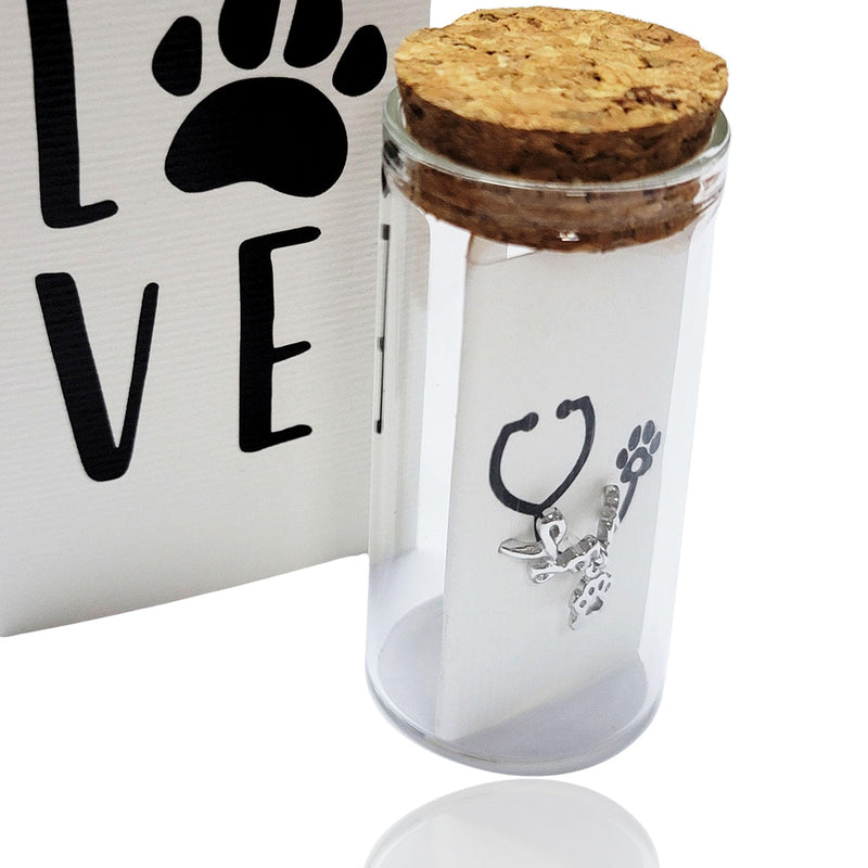 [Australia - AusPower] - QUINNLYN & CO. Love Paw Stethoscope Charm - Express Your Passion for Animals with this Adorable Accessory, RN Nurse Charms 