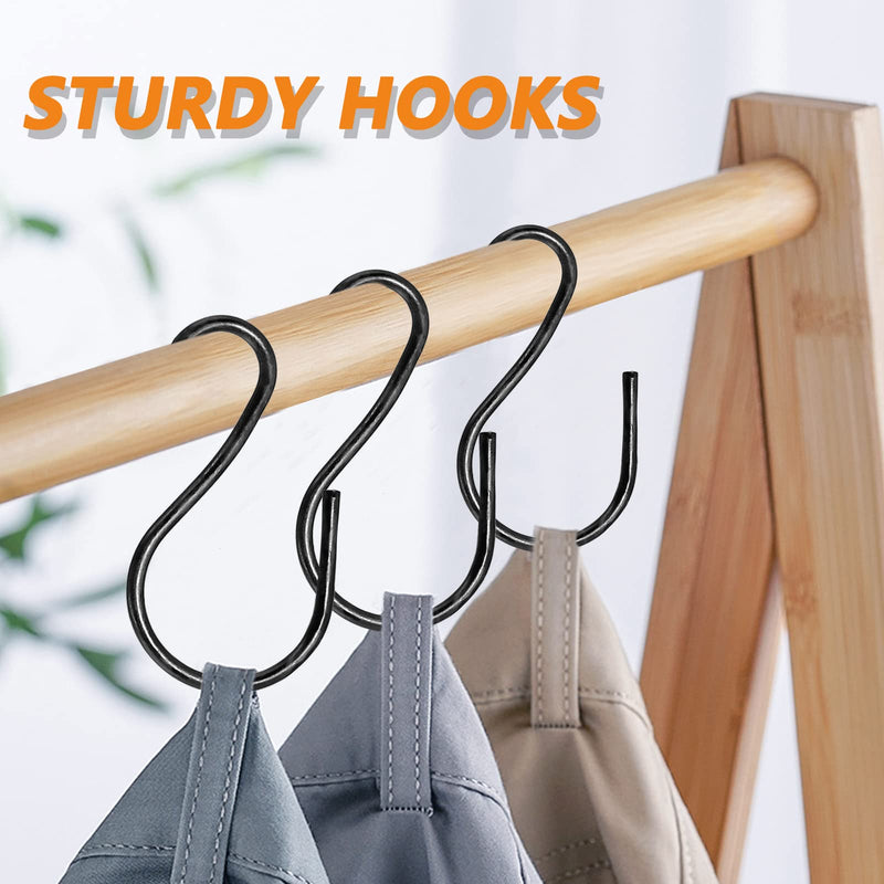[Australia - AusPower] - Luomorgo 40 Pcs S Shaped Hooks, 27 x 14mm/1" x 1/2" Mini Hanging Hooks Metal Hangers Ornament Hooks for Jewelry, Pot, Crafts, Plants (Black) 27 x 14mm/1" x 1/2" 