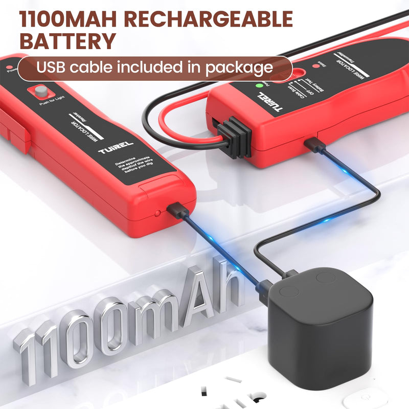 [Australia - AusPower] - Underground Wire Locator, Underground Cable Locator with Rechargeable 1100mAh Battery, Cable Tester for Pet Fence TL25 B2 