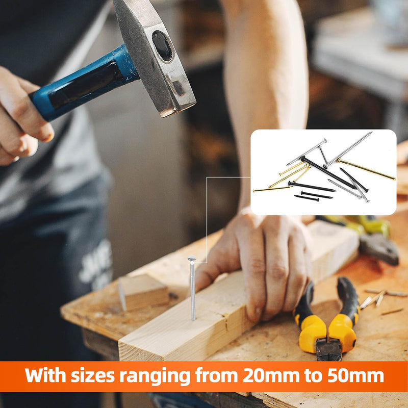 [Australia - AusPower] - 200 PCS Round Head Nails, 1-1/2 Inches Hardware Nail, Nails for Hanging Pictures, Wood Nails, Gold Nails, Household Nails 1-1/2 in 