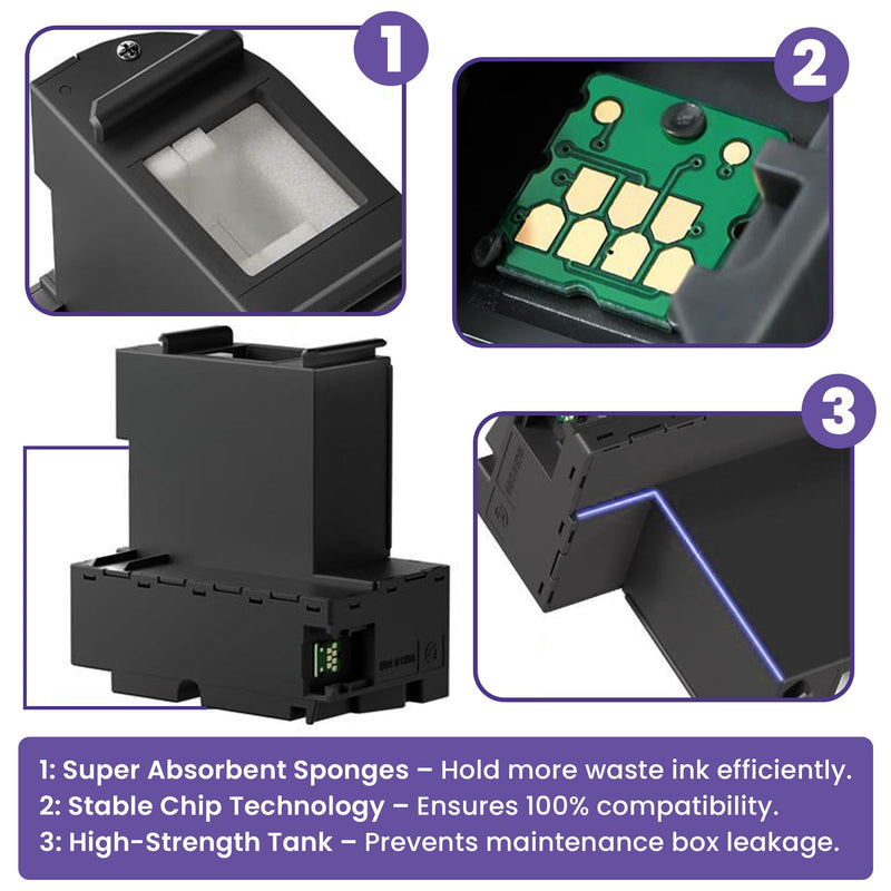 [Australia - AusPower] - T04D1 Maintenance Box for Epson EcoTank and Workforce | Compatible with ET-3750 ET-4850, 4750 ET-4760 ET-3850 ET15000 ET-2980 ET-3950 ET-4950 + Many More Models | Compatible Part | Easy Replacement 